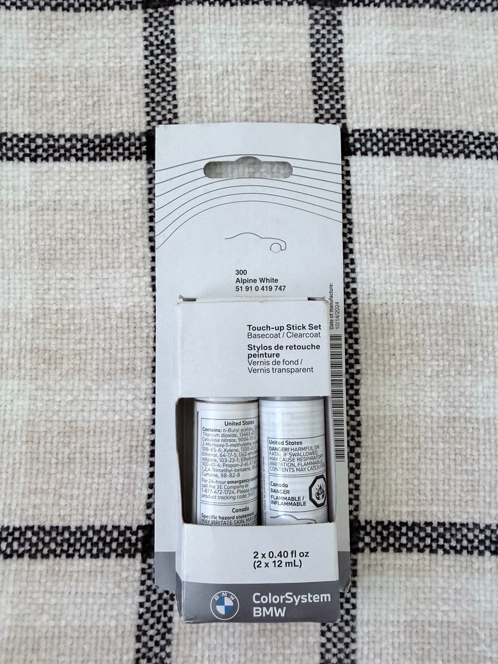 BMW touch up paint-alpine white
